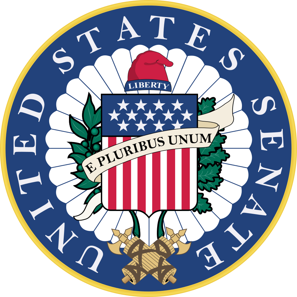 The seal of the United States Senate, which voted 47-52 on April 15, 2026 to reject — for the fourth time — a Democratic war powers resolution that would have required Congressional authorization for Trump's Iran war.